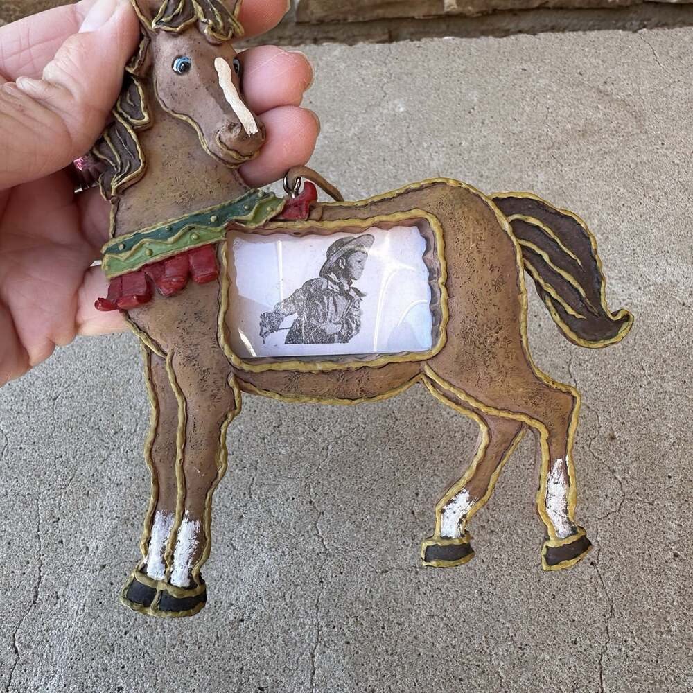 3D Horse Photo Frame Ornament Rustic Farmhouse Primitive Silhouette Western 5x5”